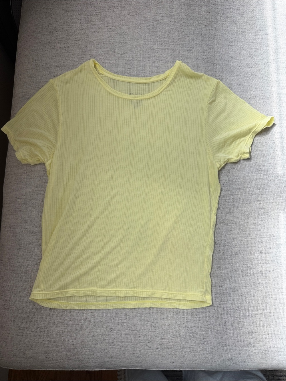 Negative Underwear Whipped Short Sleeve Ribbed Tee in Pale Yellow